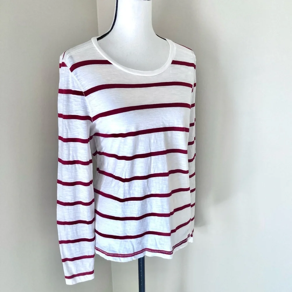 Madewell Long Sleeve T-shirt in Red and White Size L - Picture 5 of 10